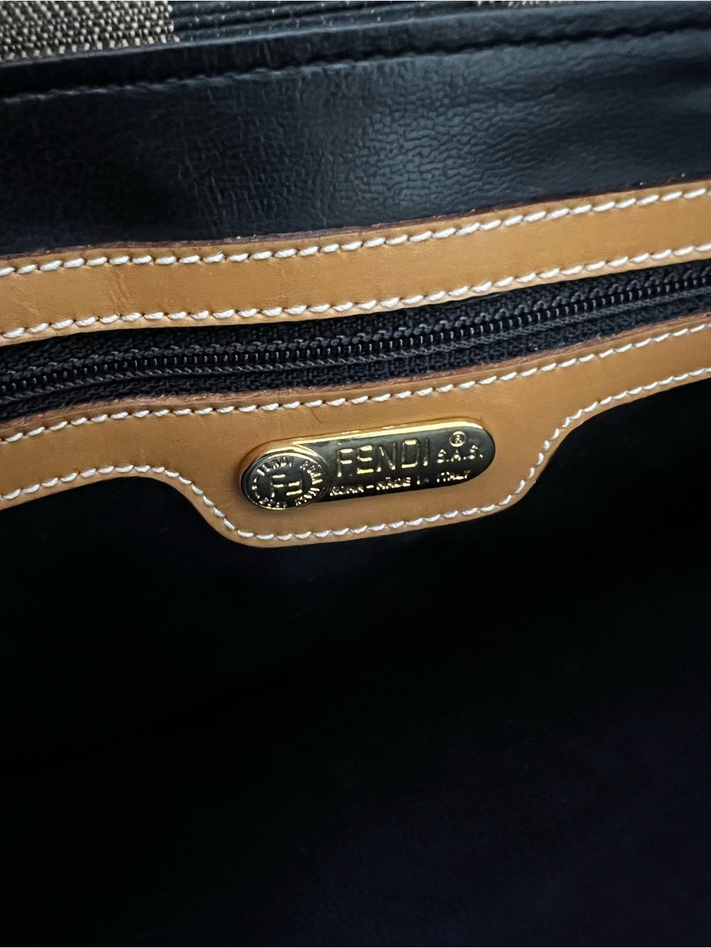 True Vintage Fendi Pequin Black and Brown Crossbody Bag - Picture 4 of 11
